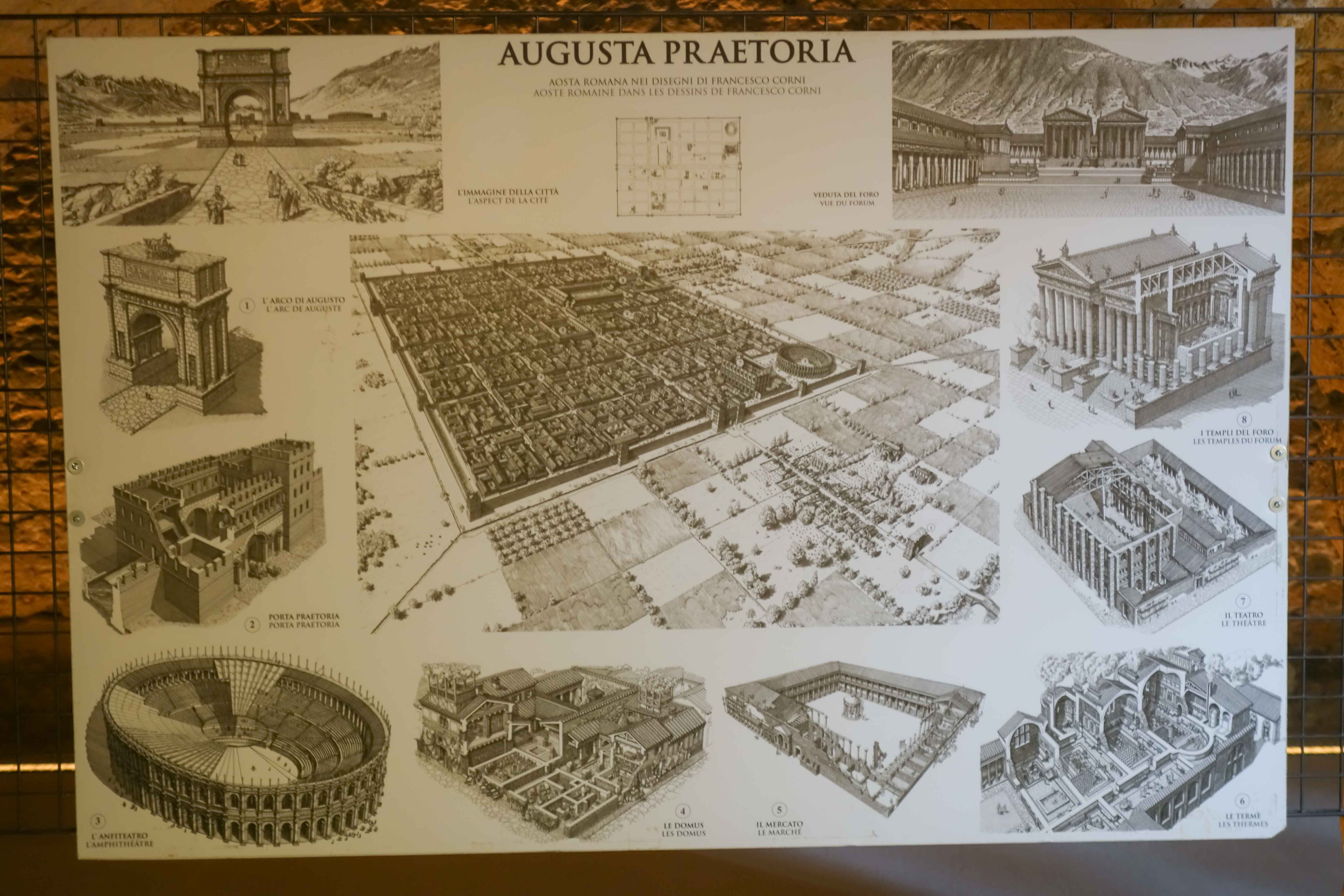 Den gamla stadsplanen i Aosta från 24 f. Kr.