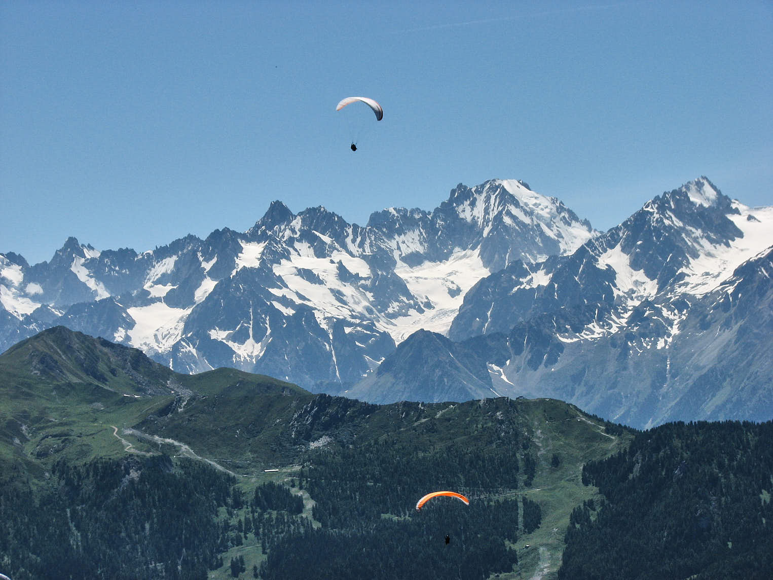 Skärmflygare framför Grand Combin